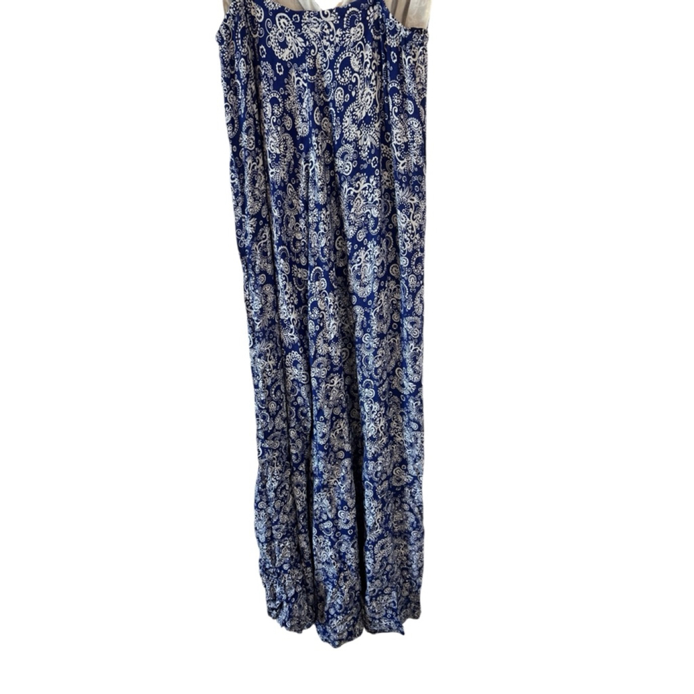 Club Monaco XS Blue Paisley Maxi Dress Spaghetti Strap Boho Resort Vacation - Picture 7 of 12
